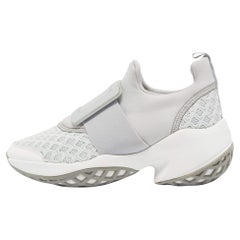 Used Roger Vivier Grey/White Mesh and Neoprene Viv Run Sneakers Size 37