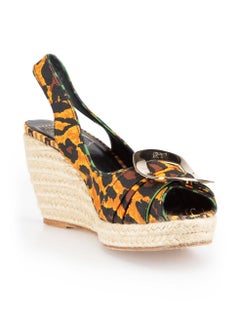 Roger Vivier Leopard Print Buckle Slingback Wedges Size IT 39