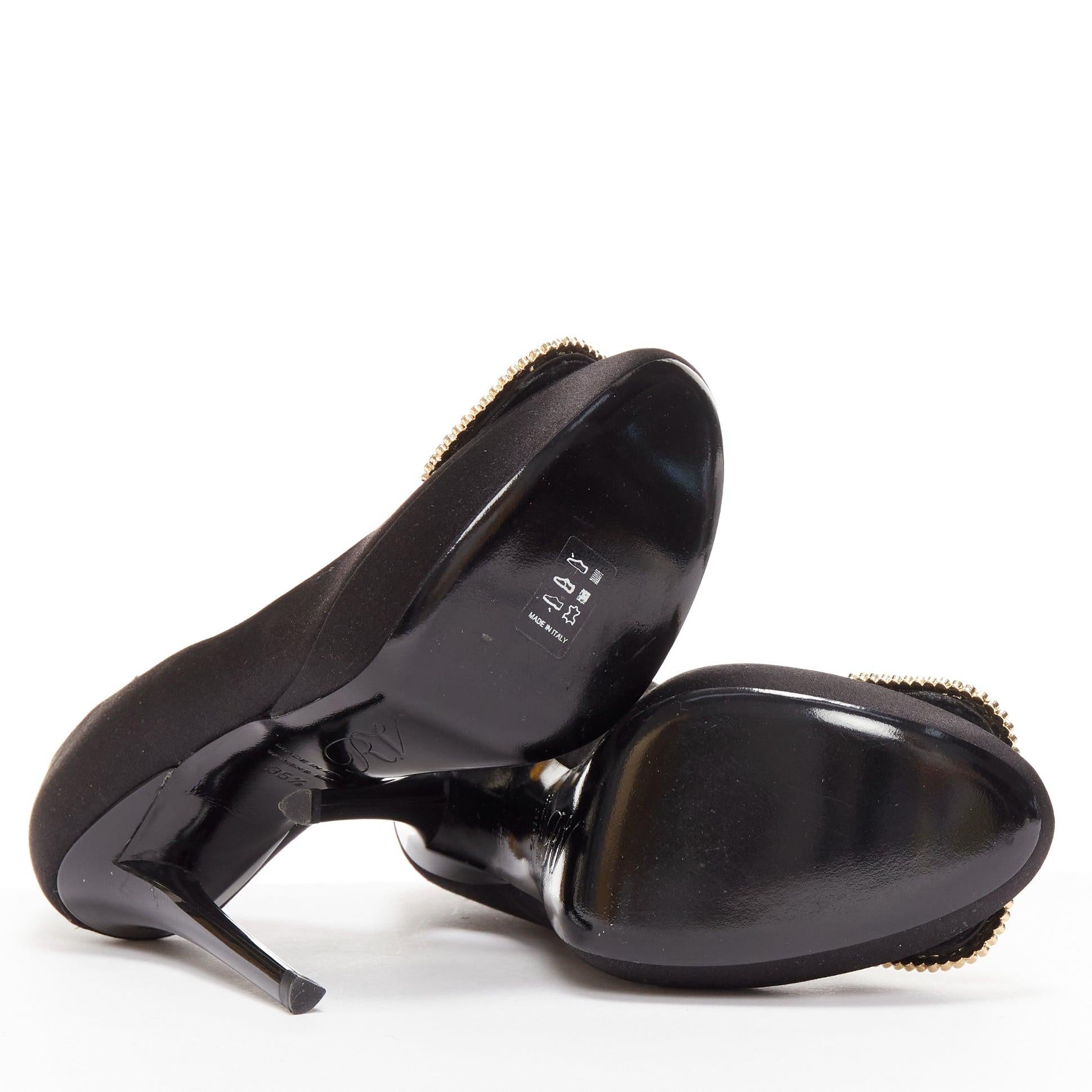 ROGER VIVIER Chaussures compensées Limelight noires satin argentées avec boucle en cristal EU35,5 en vente 7