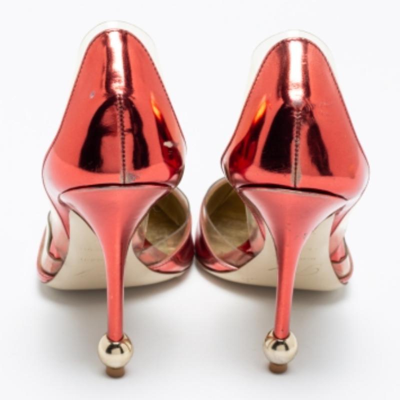 Roger Vivier Metallic Red PVC And Leather Pointed Toe Pumps  Size 38.5 For Sale 2