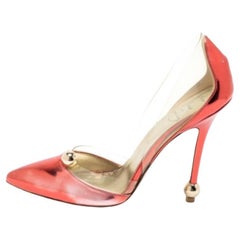 Roger Vivier Metallic Red PVC And Leather Pointed Toe Pumps  Size 38.5