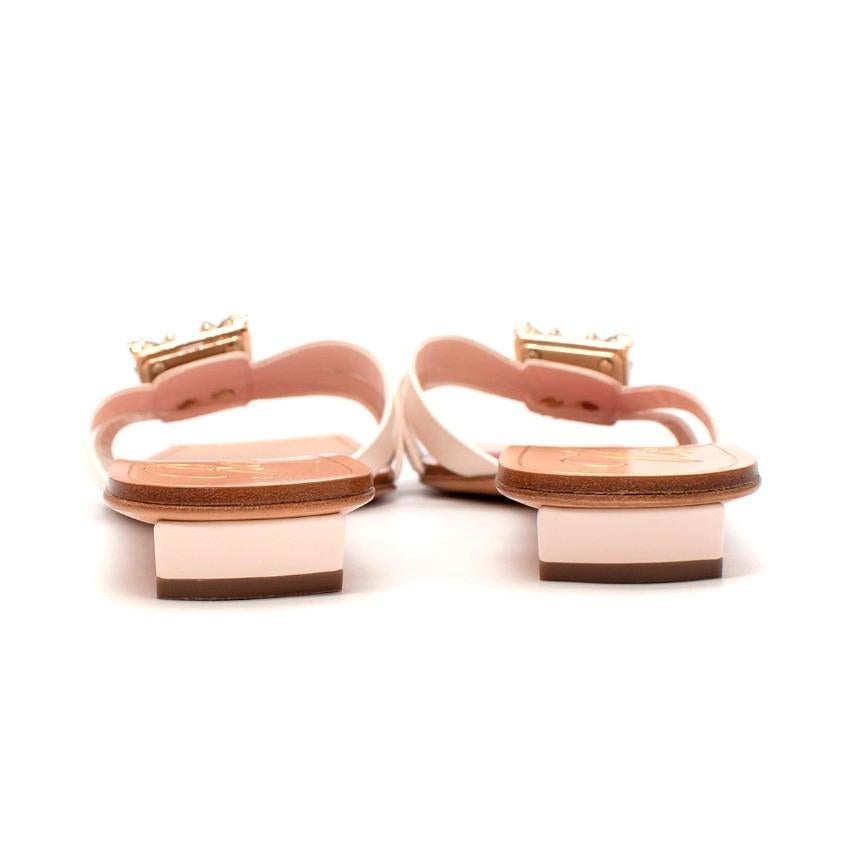 Red Roger Vivier Mini Broche Buckle Off White Leather Mules For Sale