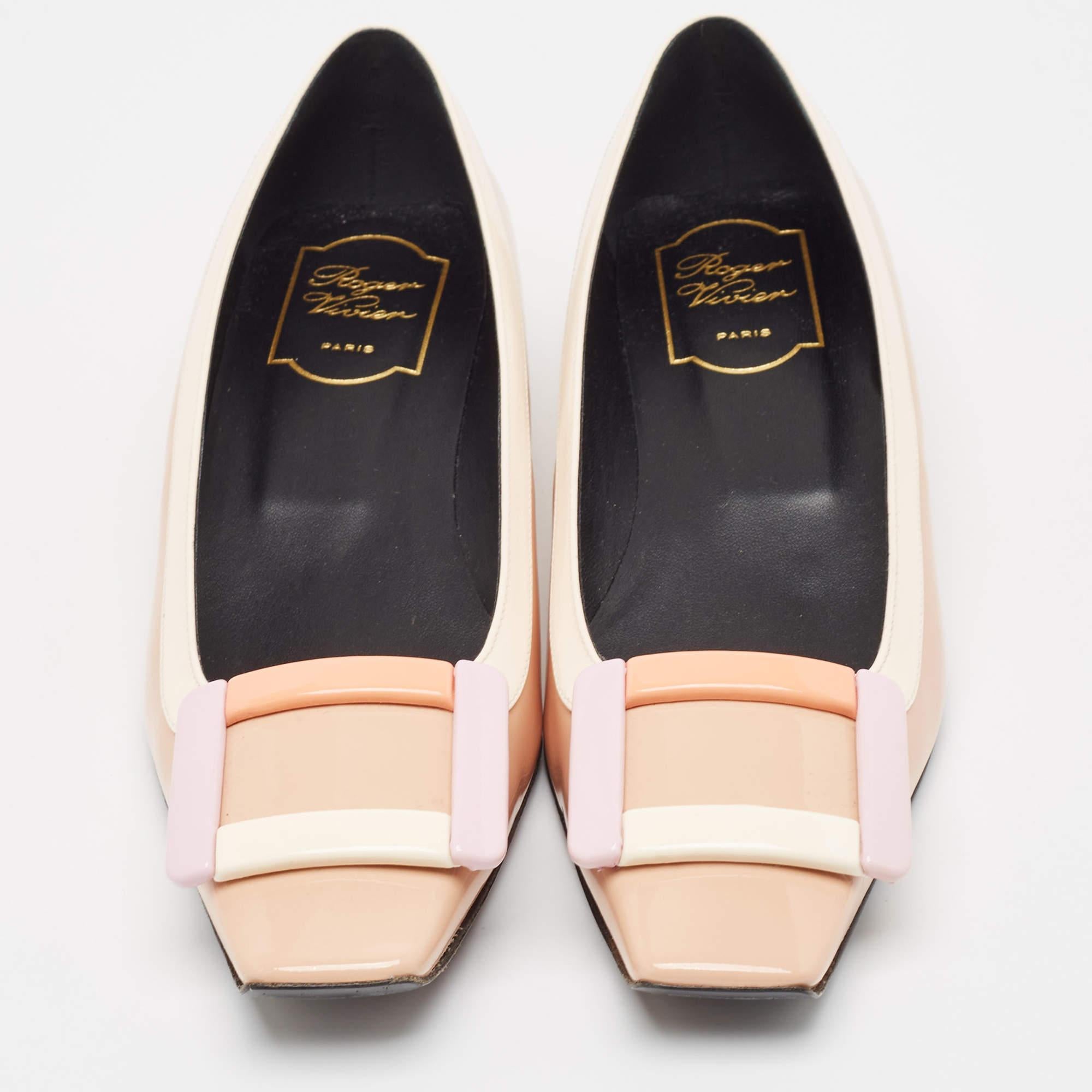 Roger Vivier Bailarinas de charol multicolor talla 38 Beige en venta