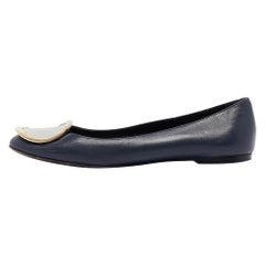 Roger Vivier Marineblaue Ballettschuhe aus Leder Größe 35.5