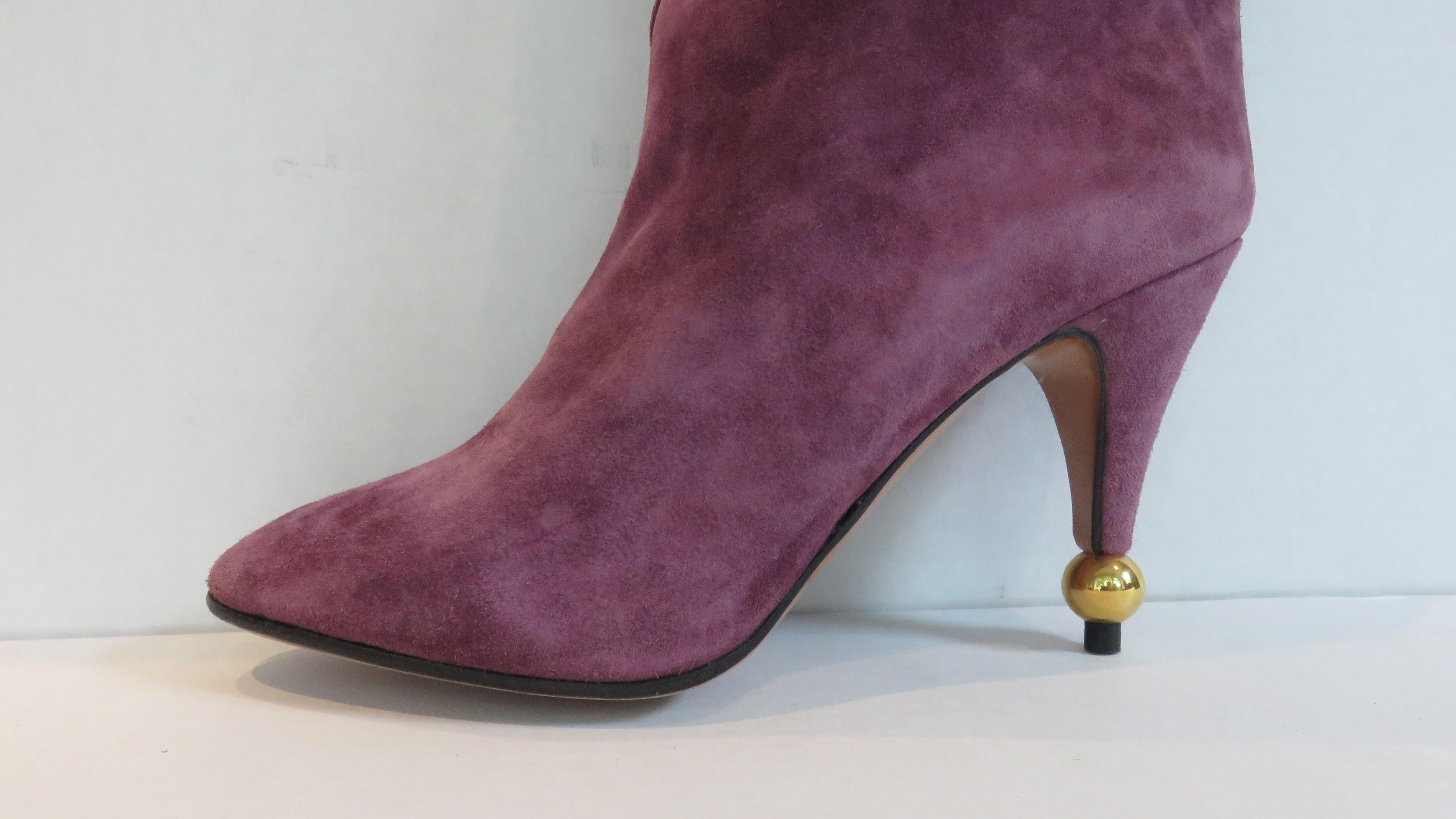 Black Roger Vivier New Vintage 1980s Suede Ball Heel Boots