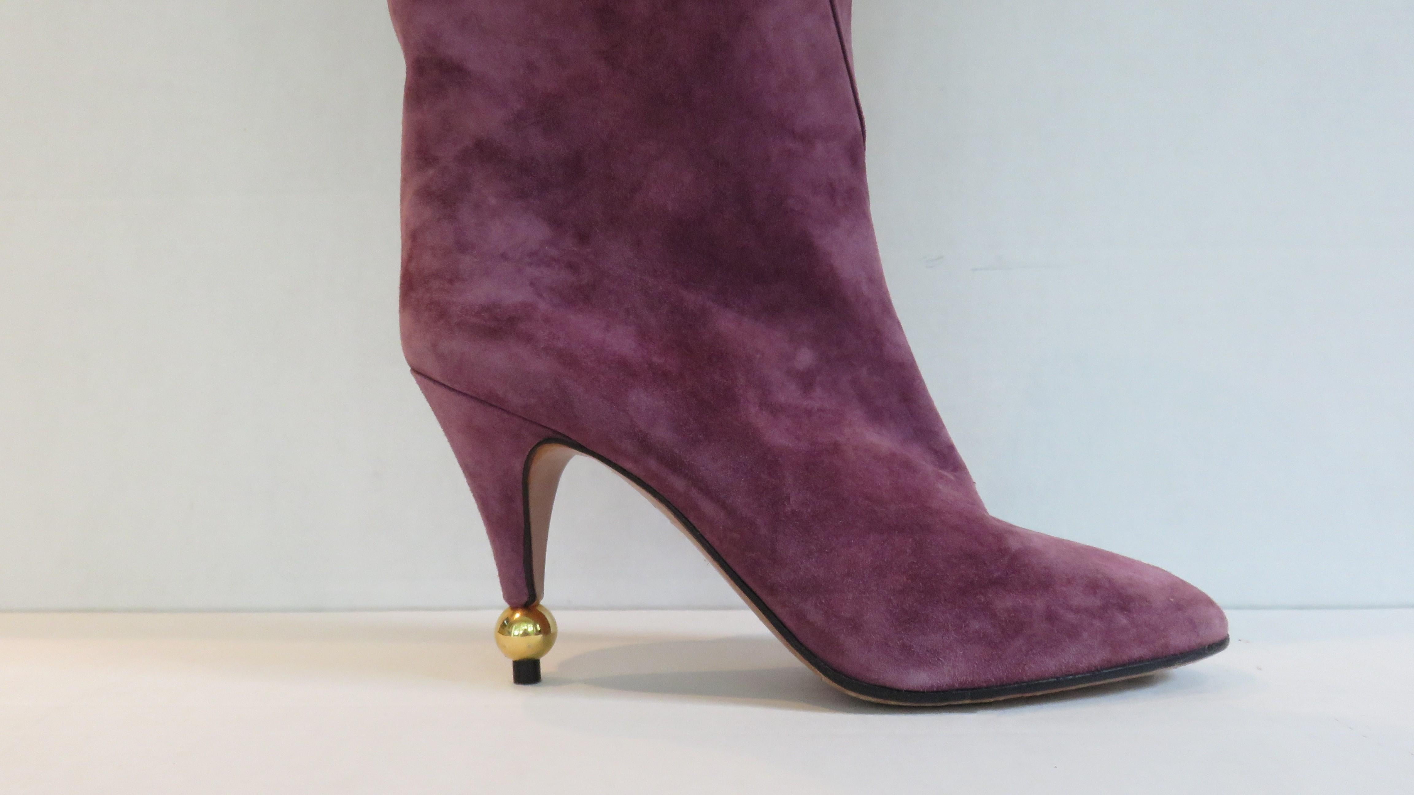 Roger Vivier New Vintage 1980s Suede Ball Heel Boots 1