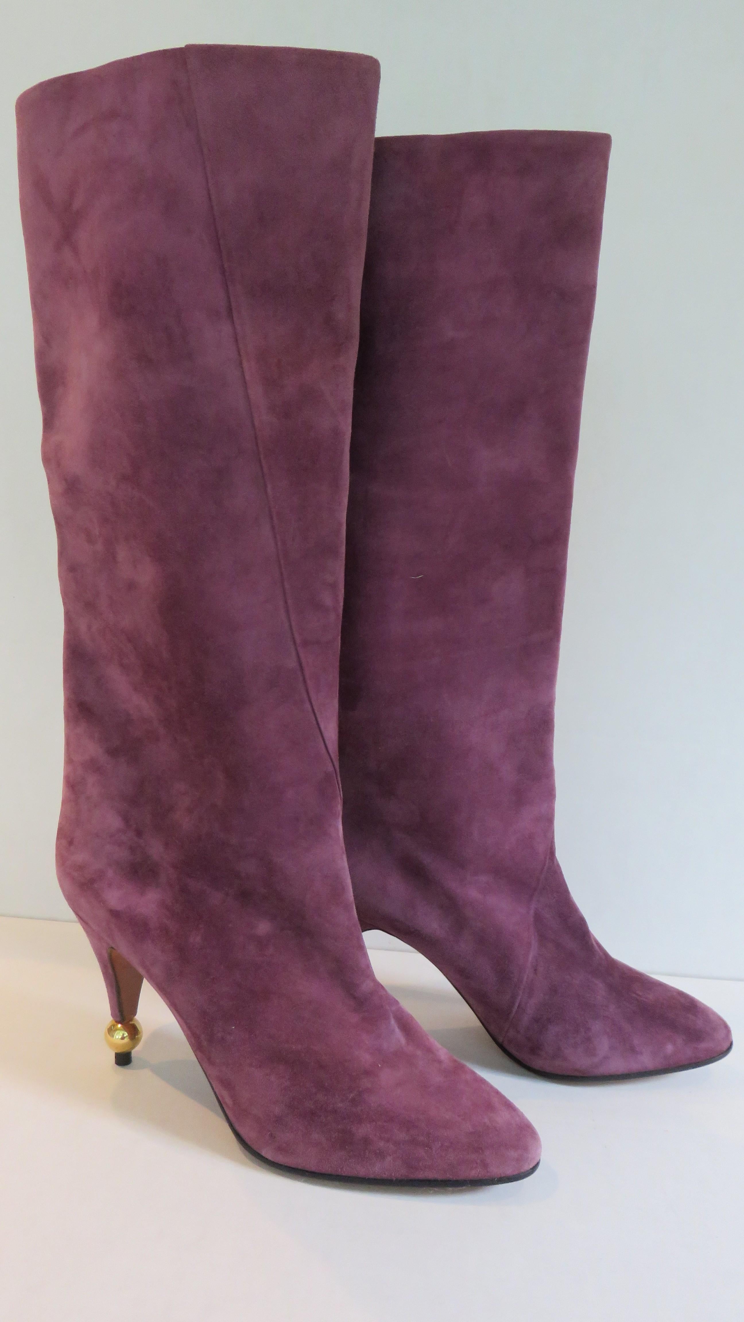 Roger Vivier New Vintage 1980s Suede Ball Heel Boots 2