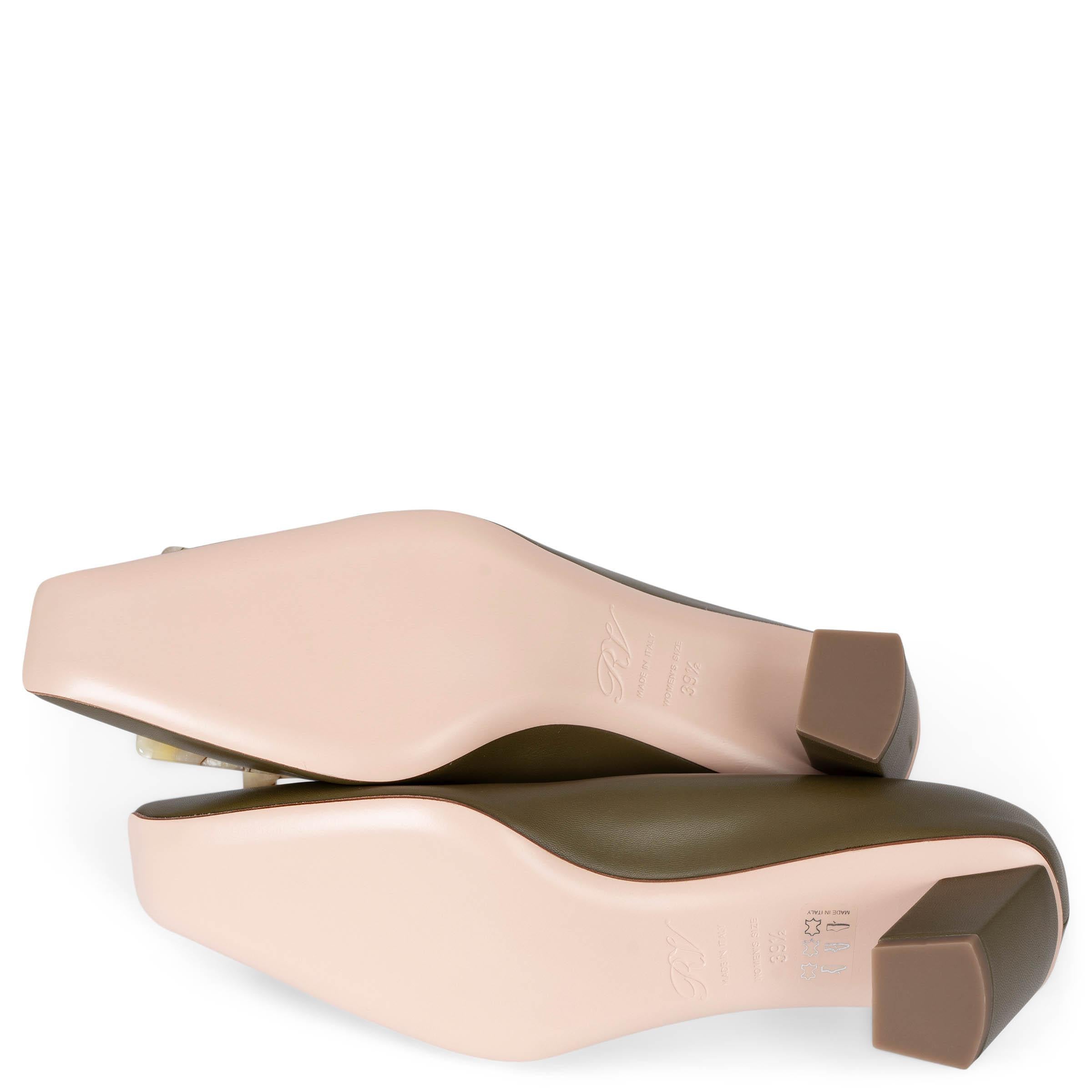 ROGER VIVIER cuero verde oliva BELLE VIVIER BUCKLE Bombas Zapatos 39.5 en venta 3