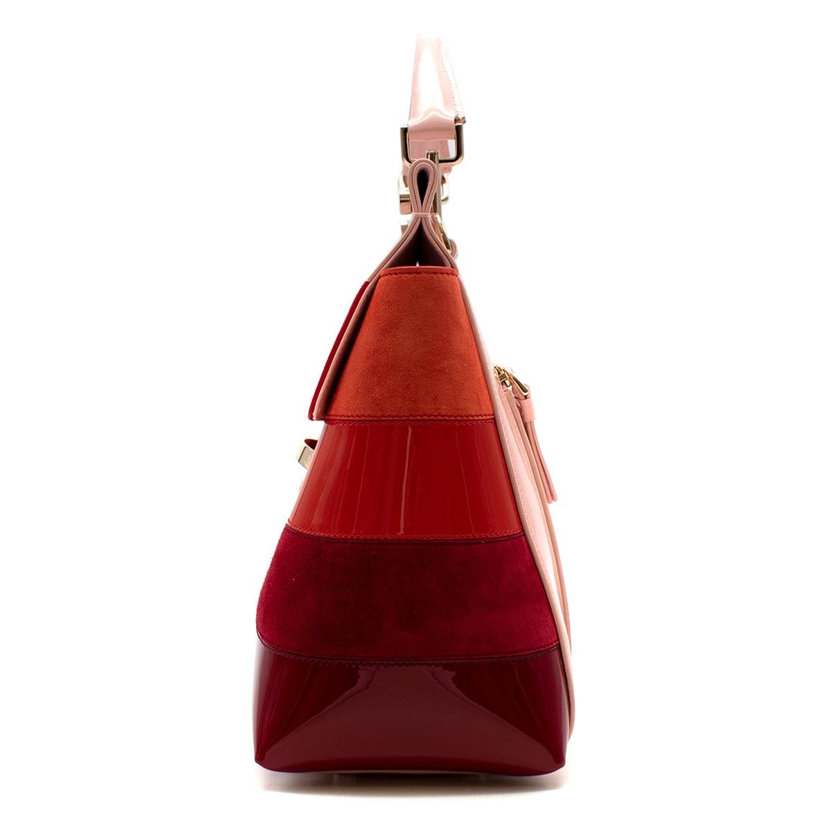 Roger Vivier Orange & Red Stripes Leather Viv' Cabas Small Bag  For Sale 2