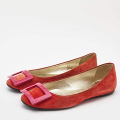 Roger Vivier Orange Suede Vivier Ballet Flats Size 35