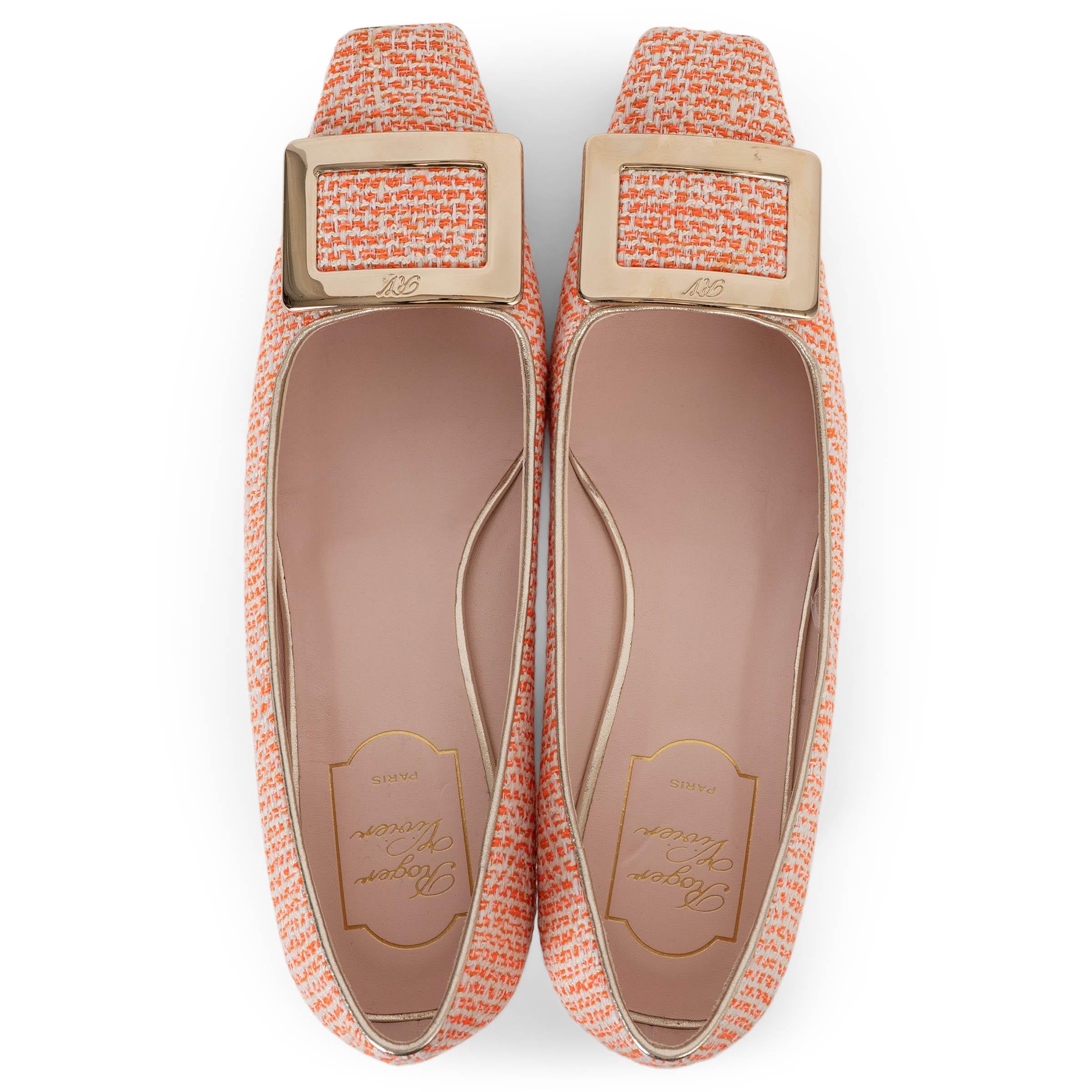 ROGER VIVIER orange TWEED BELLE VIVIER 45 BUCKLE Chaussures 38.5 Pour femmes en vente
