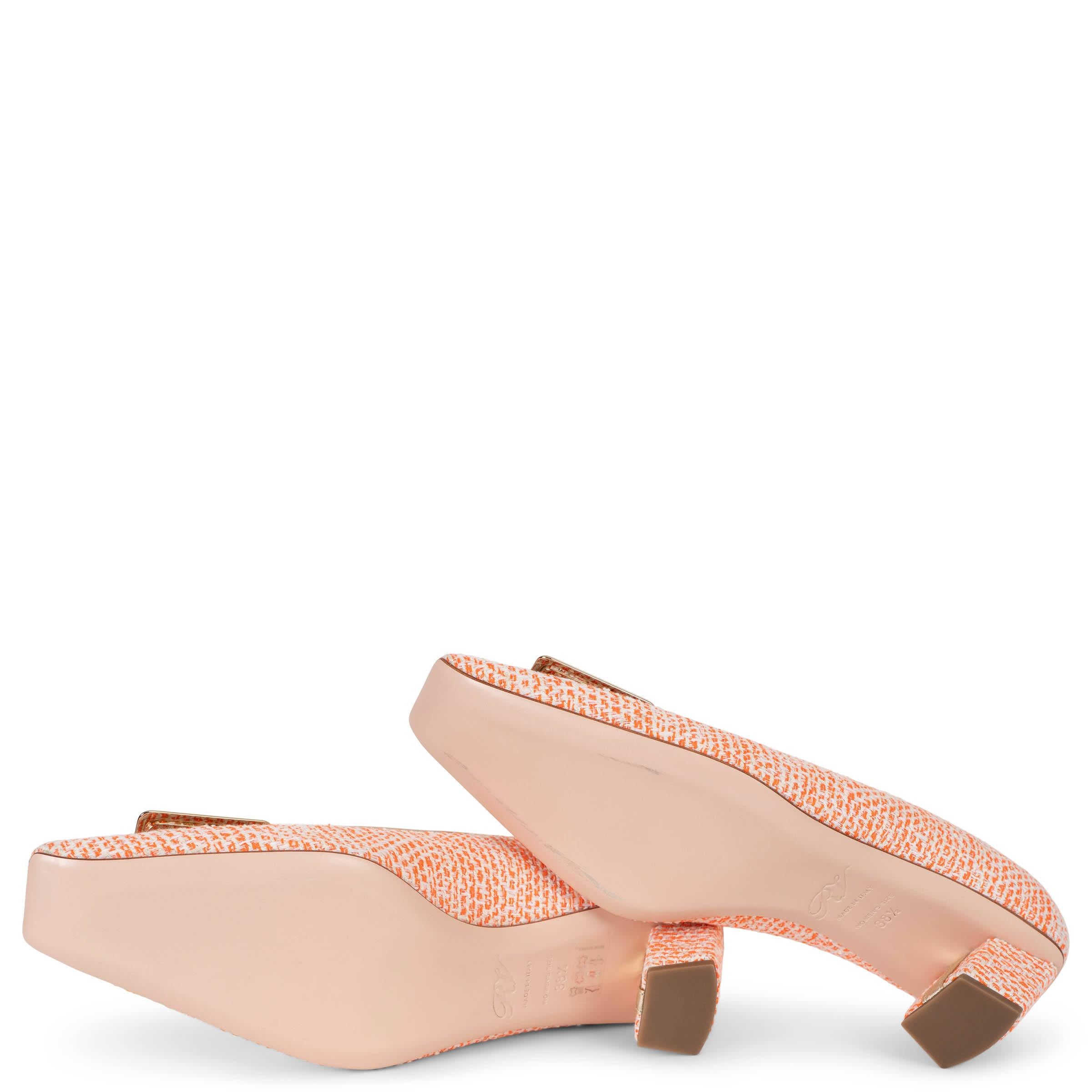 ROGER VIVIER orange TWEED BELLE VIVIER 45 BUCKLE Chaussures 38.5 en vente 3