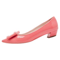 Roger Vivier Pink Patent Leather Gommettine Ballet Flats Size 38