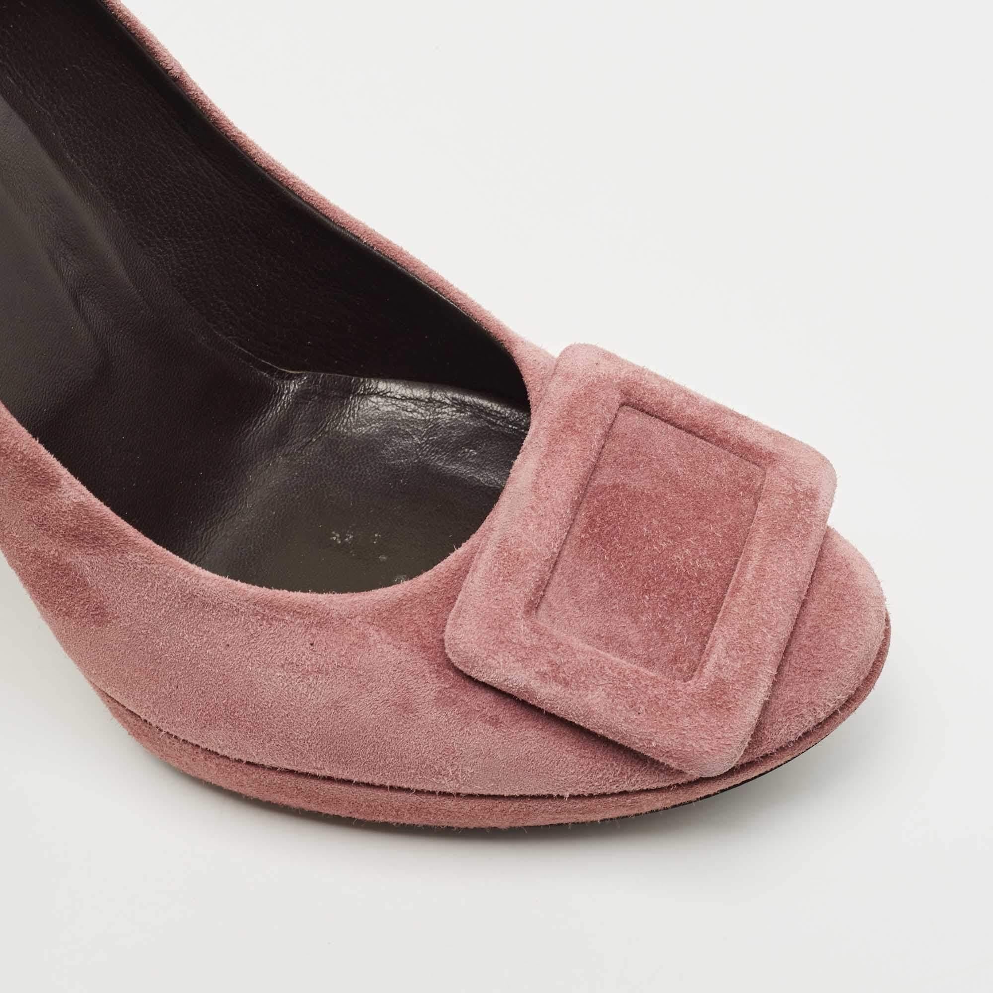 Roger Vivier escarpins à plateforme en daim violet à boucle, taille 37 en vente 2
