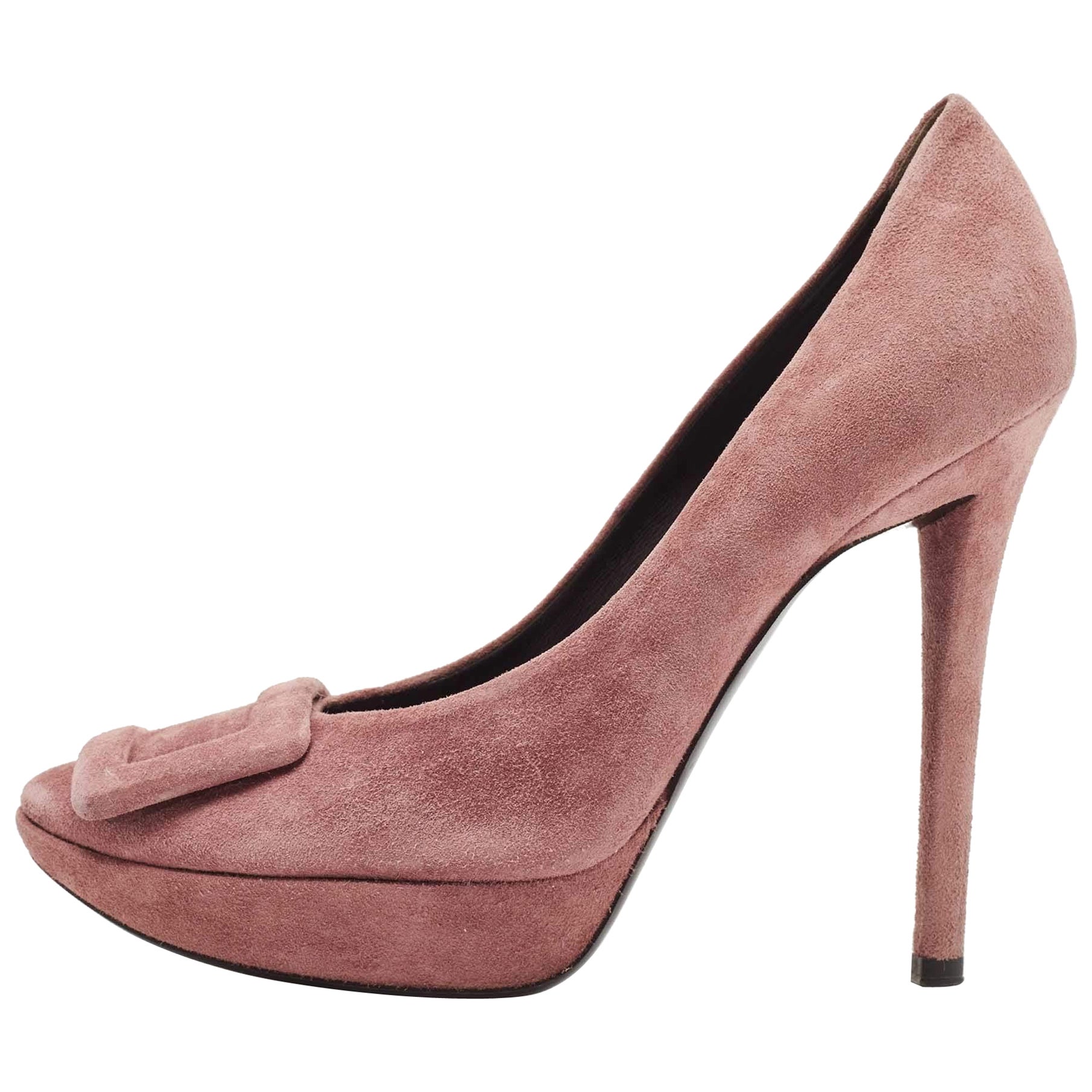 Roger Vivier Purple Suede Buckle Platform Pumps Size 37