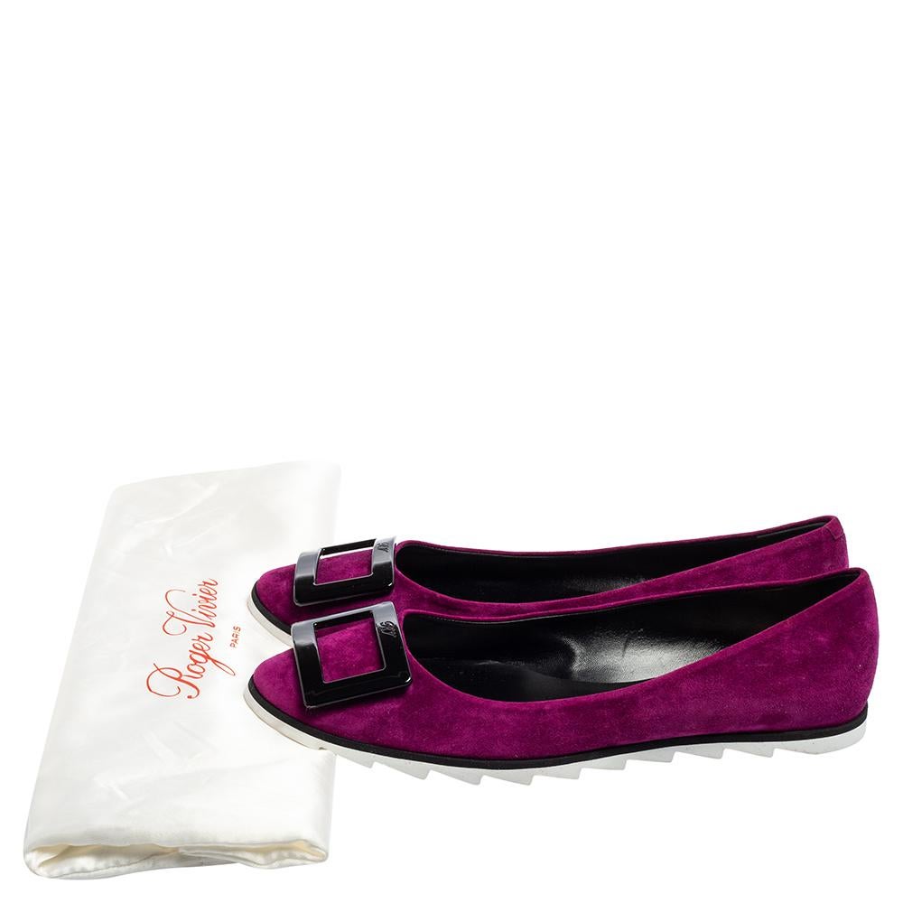 Roger Vivier Purple Suede Viv Gommette Ballet Flats Size 40 1