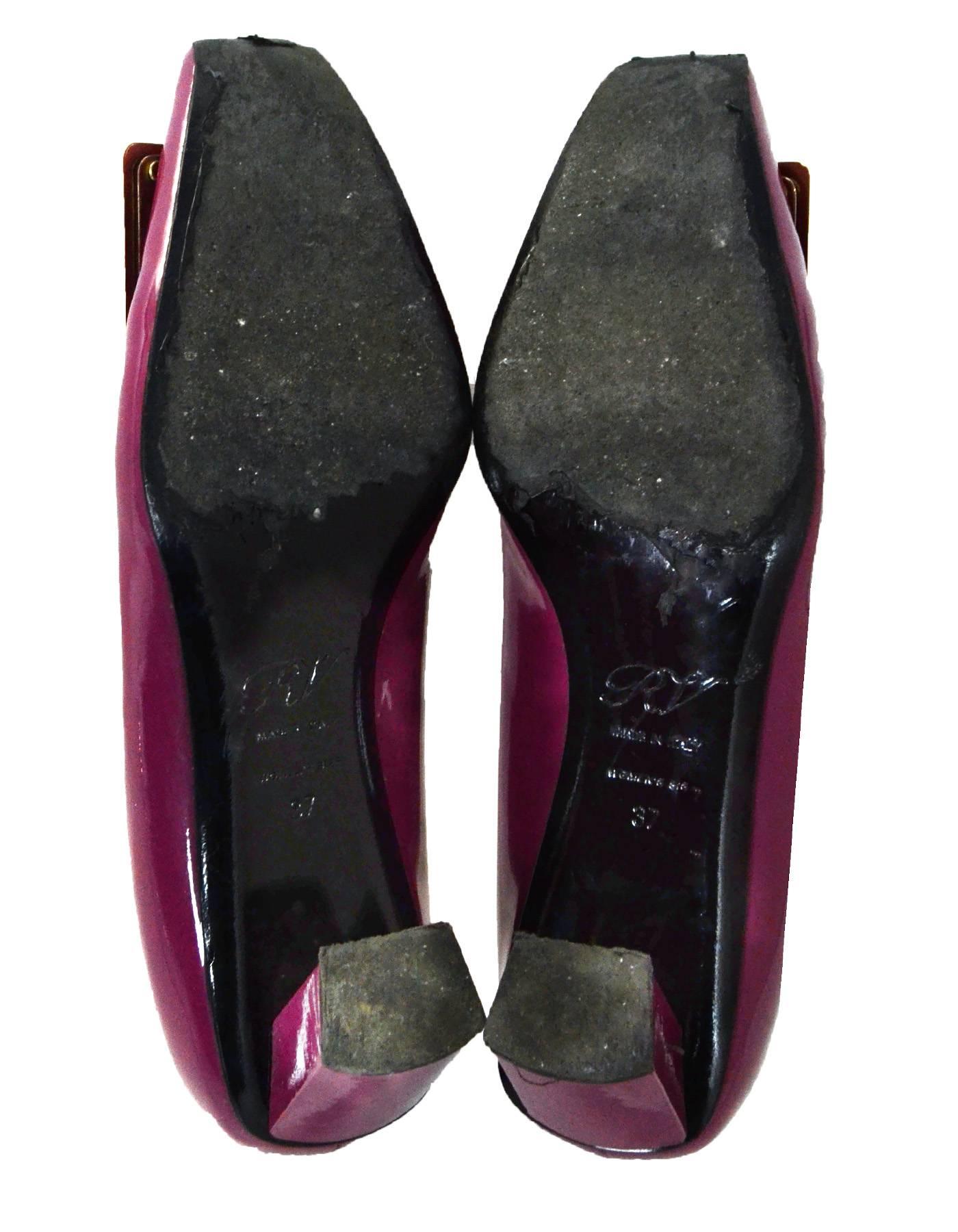 Roger Vivier Raspberry Patent Pumps Sz 37 with Box In Good Condition In New York, NY