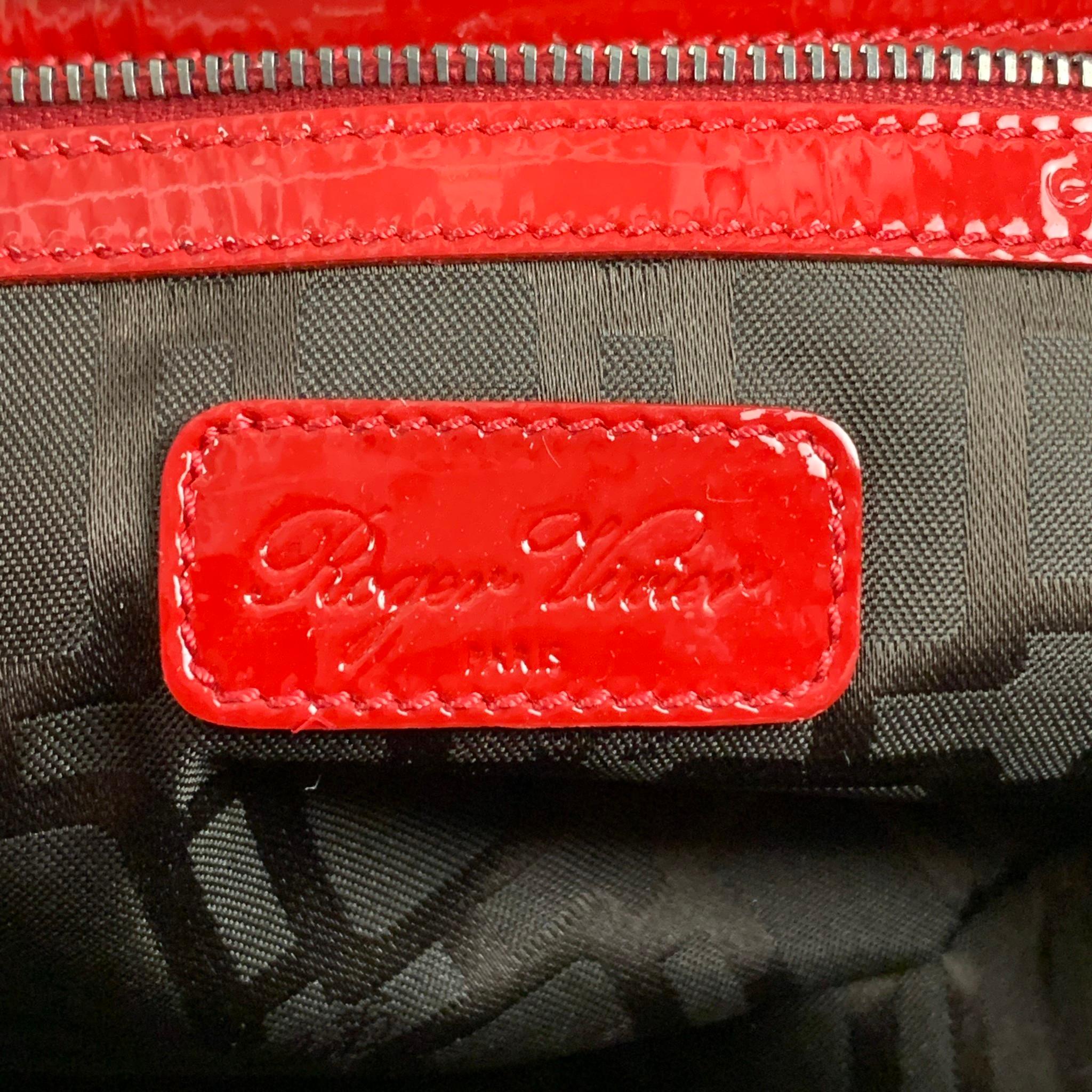ROGER VIVIER Red Brown Patent Leather Tote Handbag 4