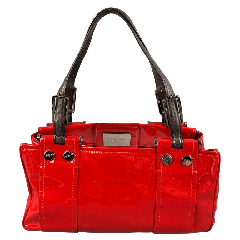 ROGER VIVIER Red Brown Patent Leather Tote Handbag For Sale at 1stDibs