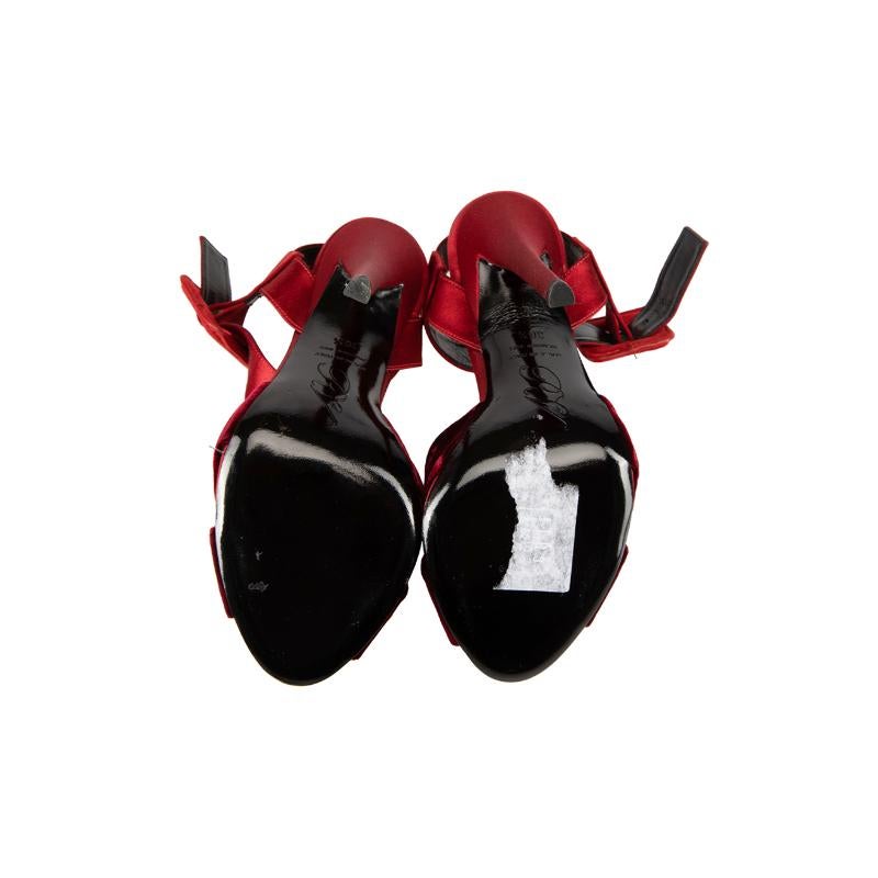 Women's Roger Vivier Red Satin Buckle Sandals Size IT 36.5