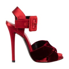 Roger Vivier Red Satin Buckle Sandals Size IT 36.5