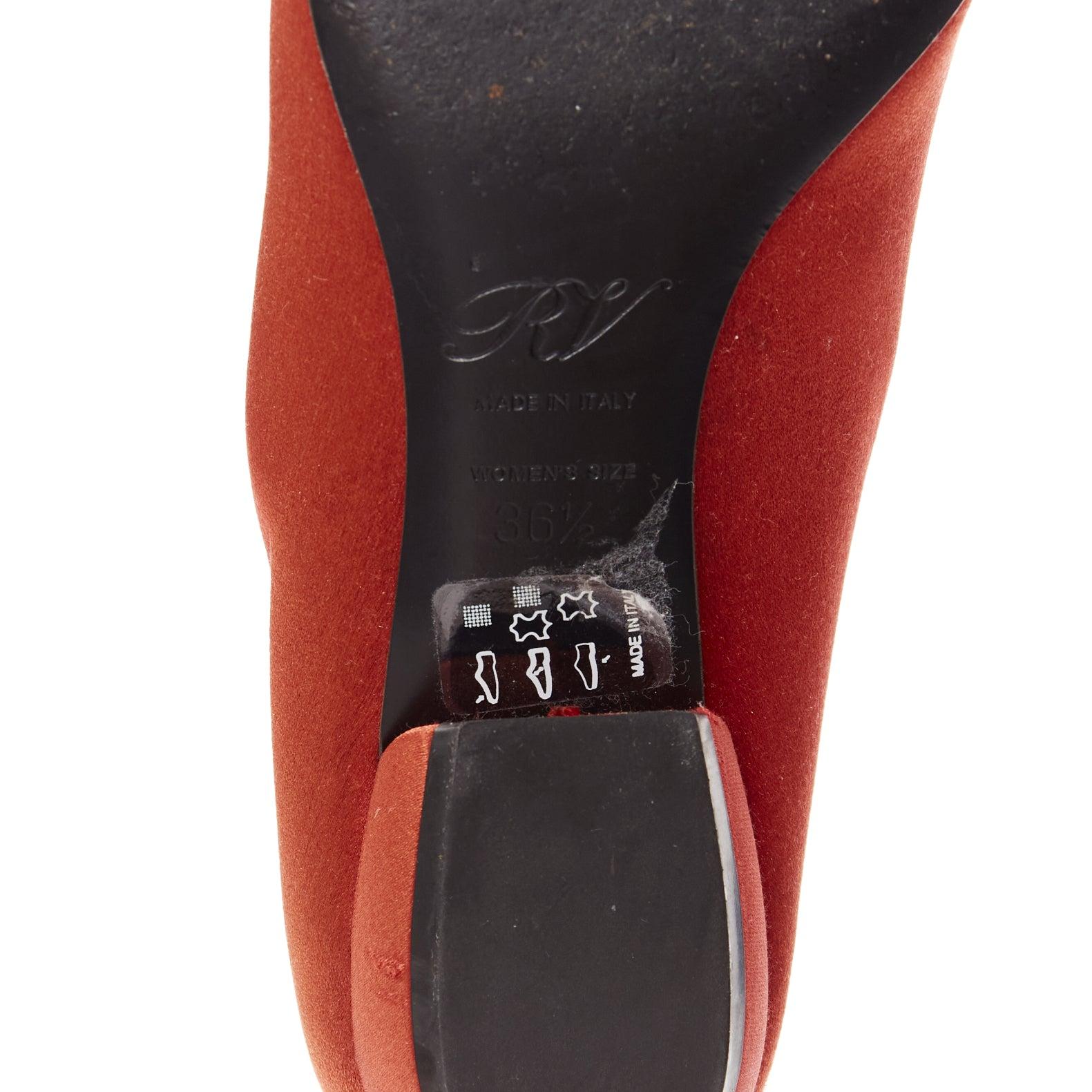 ROGER VIVIER red satin silver strass crystal buckle classic dress flats EU36.5 For Sale 5