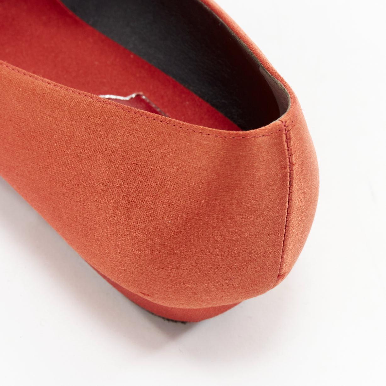 ROGER VIVIER red satin silver strass crystal buckle classic dress flats EU36.5 For Sale 3