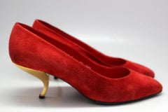 Roger Vivier Red Suede Comma or 'Virgule' Heel