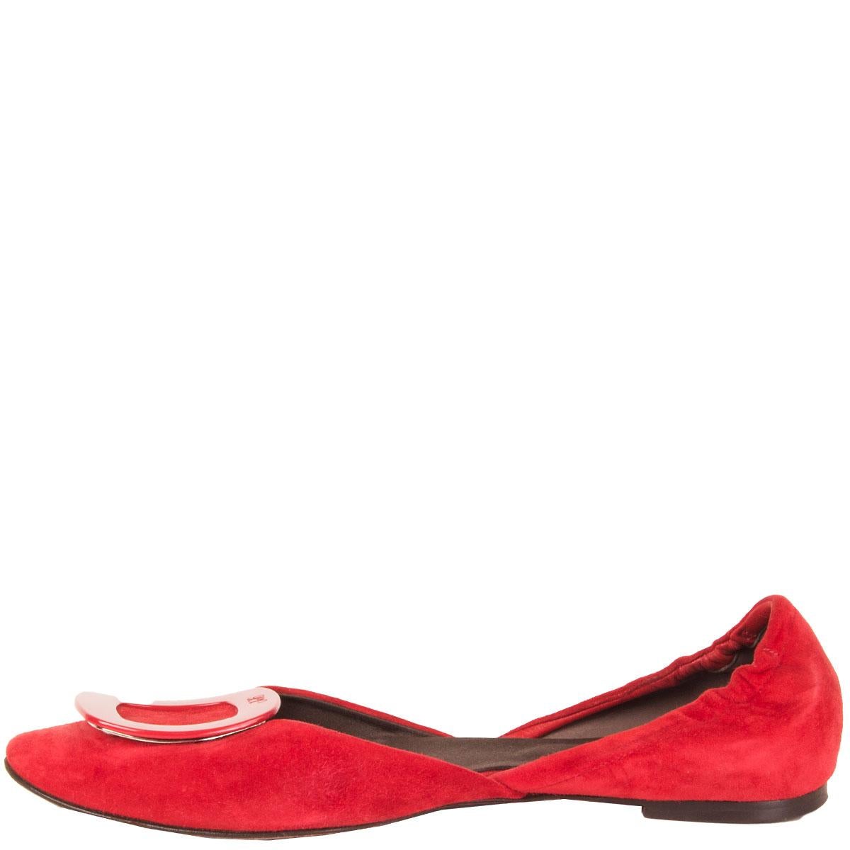 red suede ballet flats