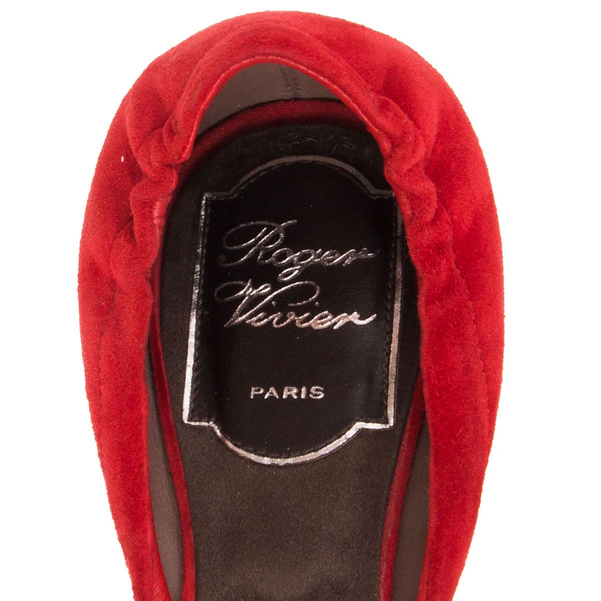 Red ROGER VIVIER red suede D'ORSAY Ballet Shoes 36 For Sale