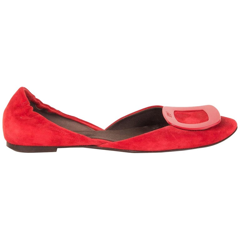 ROGER VIVIER red suede D'ORSAY Ballet Shoes 36 For Sale at 1stDibs