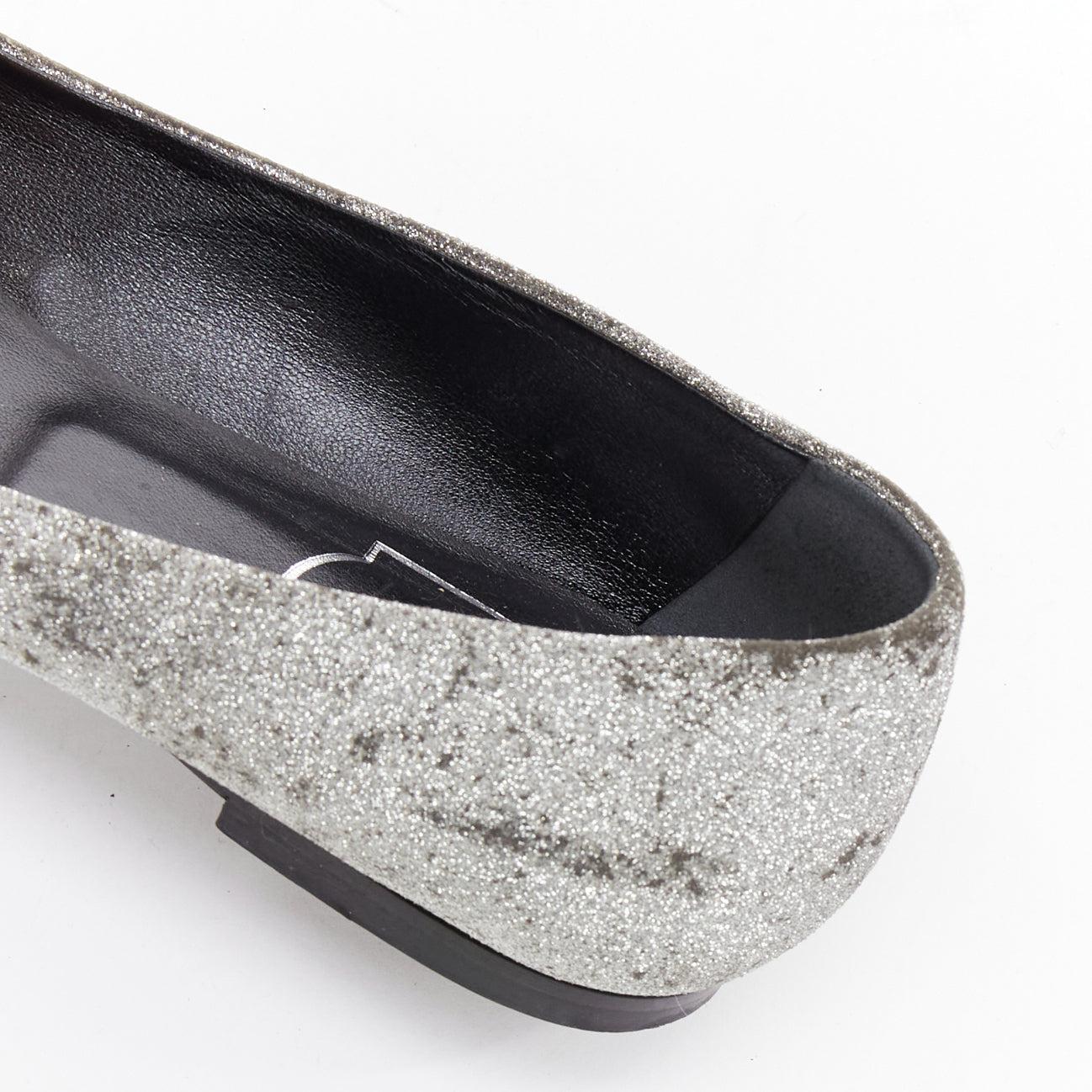ROGER VIVIER silberne Glitzer-Kristall-Schnalle spitze Zehe Ballerina Wohnungen EU37 im Angebot 3