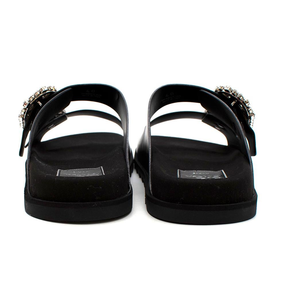 Roger Vivier Slidy Viv Crystal-embellished Leather Slides - Size EU 40 In New Condition In London, GB