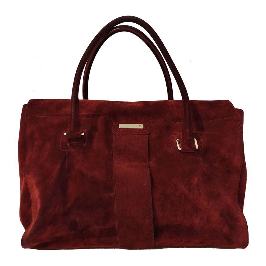 Suede Bordeaux color Double handle Double internal compartment divided by zip pocket Additional large zip pocket Cm 40 x 30 x 11 (15,7 x 11,8 x 4,33 inches)