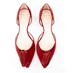 ROGER VIVIER suede satin rosette dOrsay pointed toe comfort ballet flats EU37