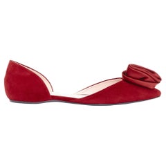 ROGER VIVIER suede satin rosette dOrsay pointed toe comfort ballet flats EU37