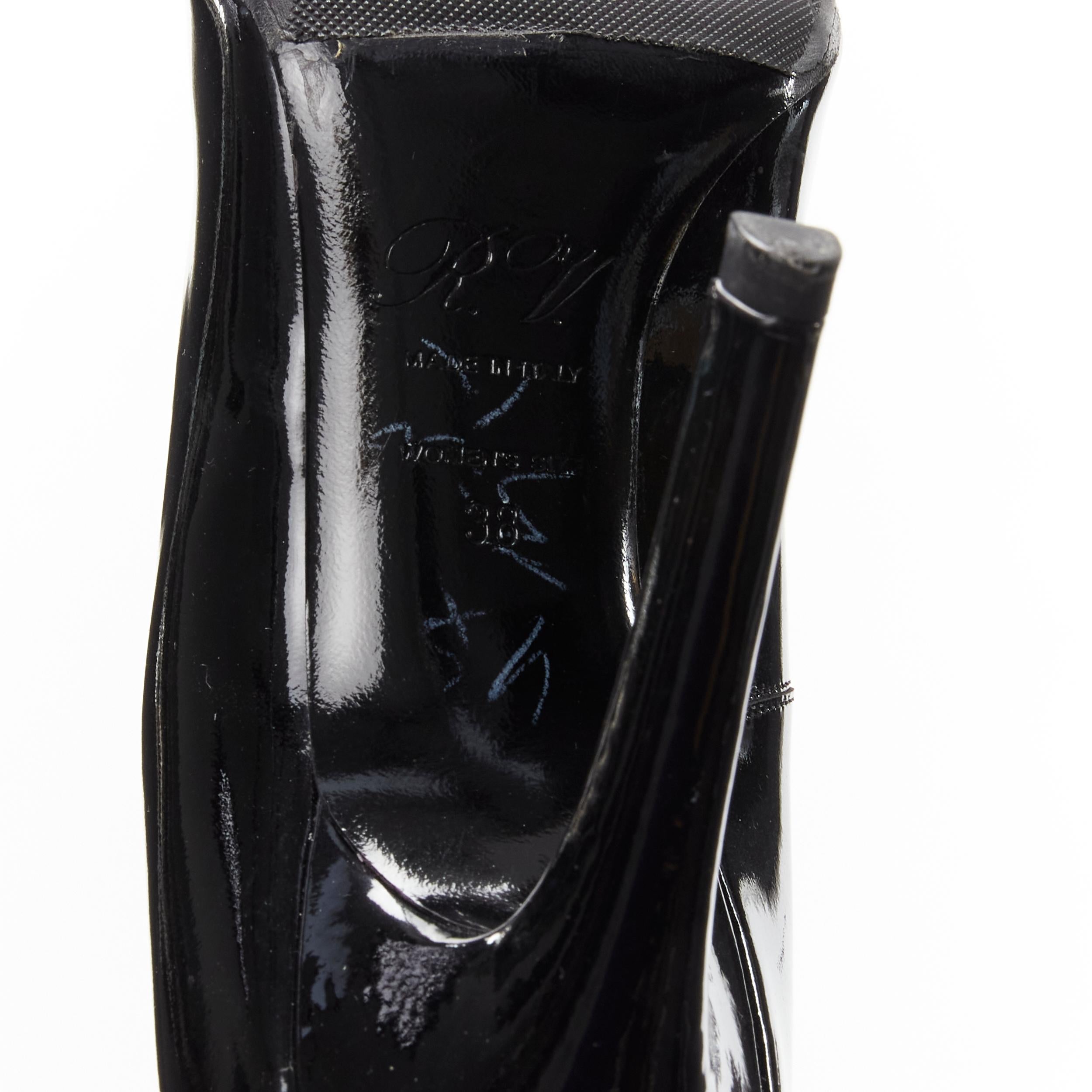 ROGER VIVIER Trompette black patent leather buckle curved heel pumps EU38 For Sale 5