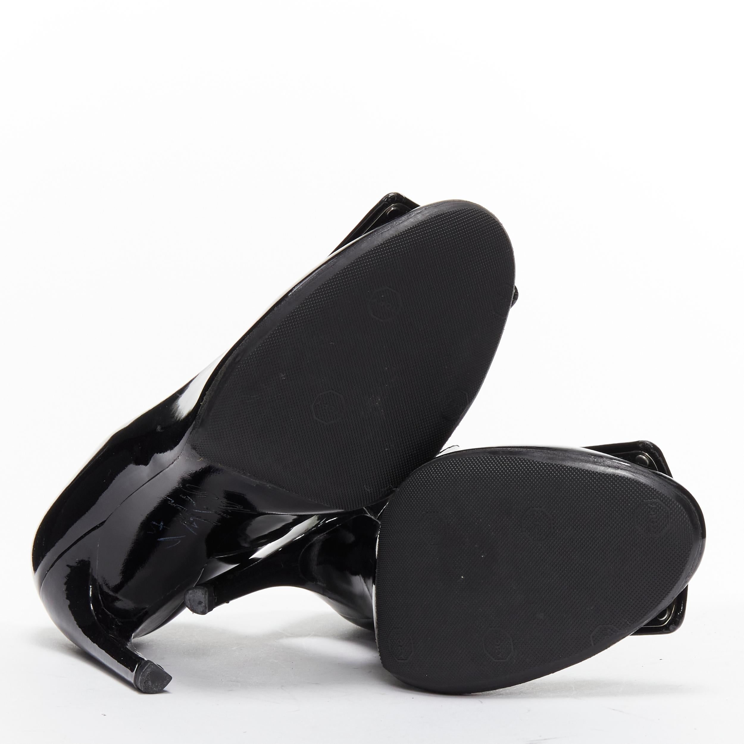 ROGER VIVIER Trompette black patent leather buckle curved heel pumps EU38 For Sale 6
