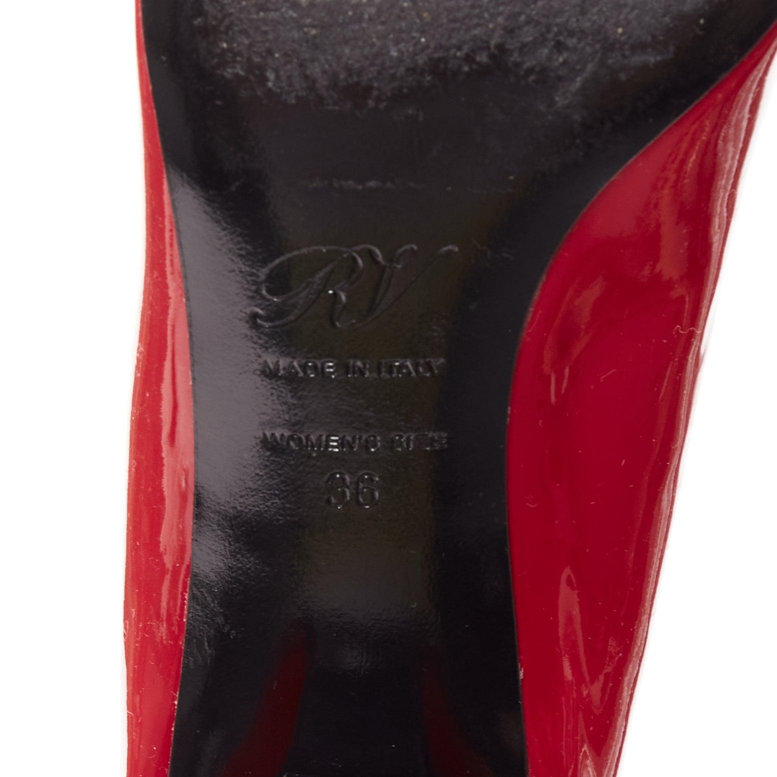ROGER VIVIER Trompette raspberry red patent square buckle pumps EU 36 5