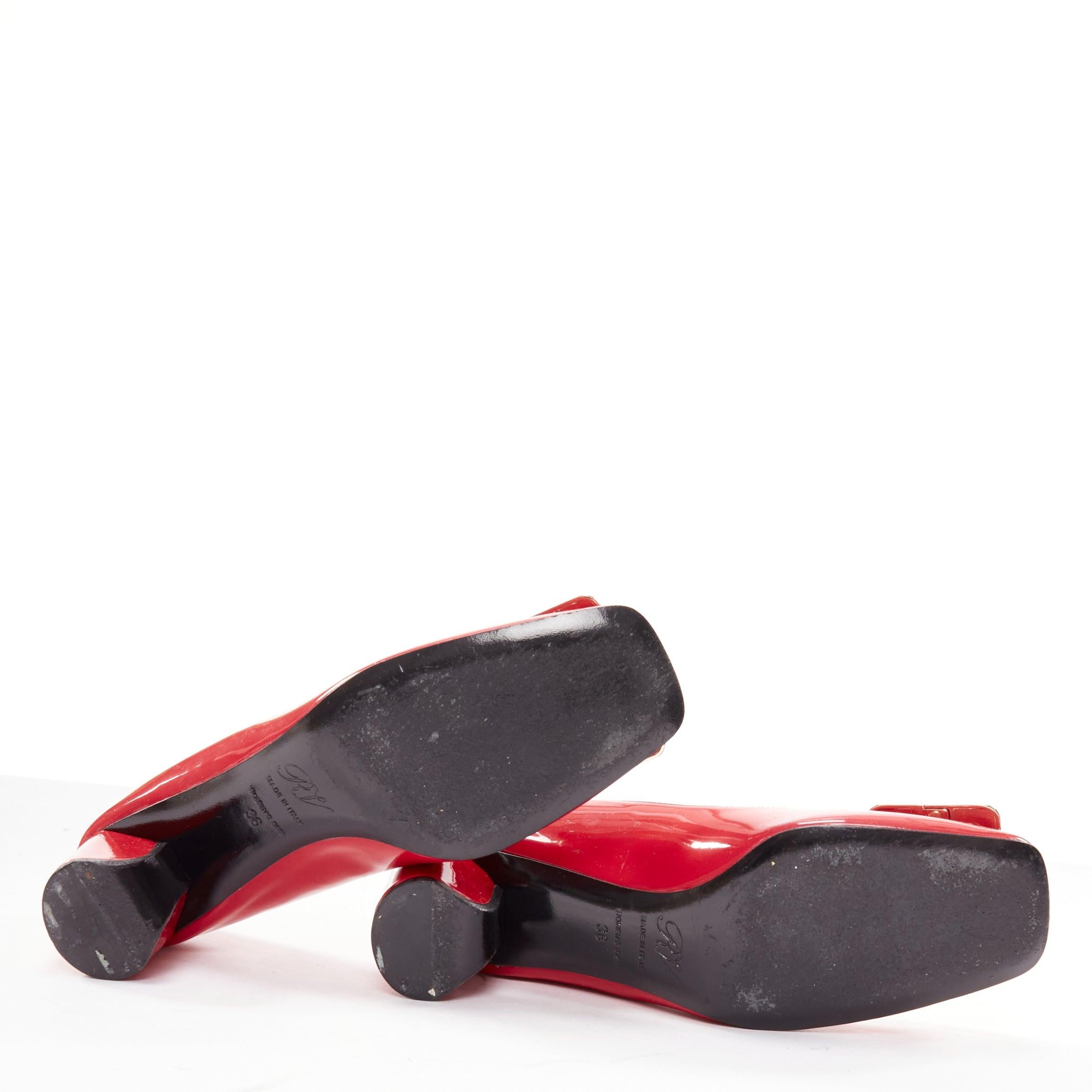 ROGER VIVIER Trompette raspberry red patent square buckle pumps EU 36 6