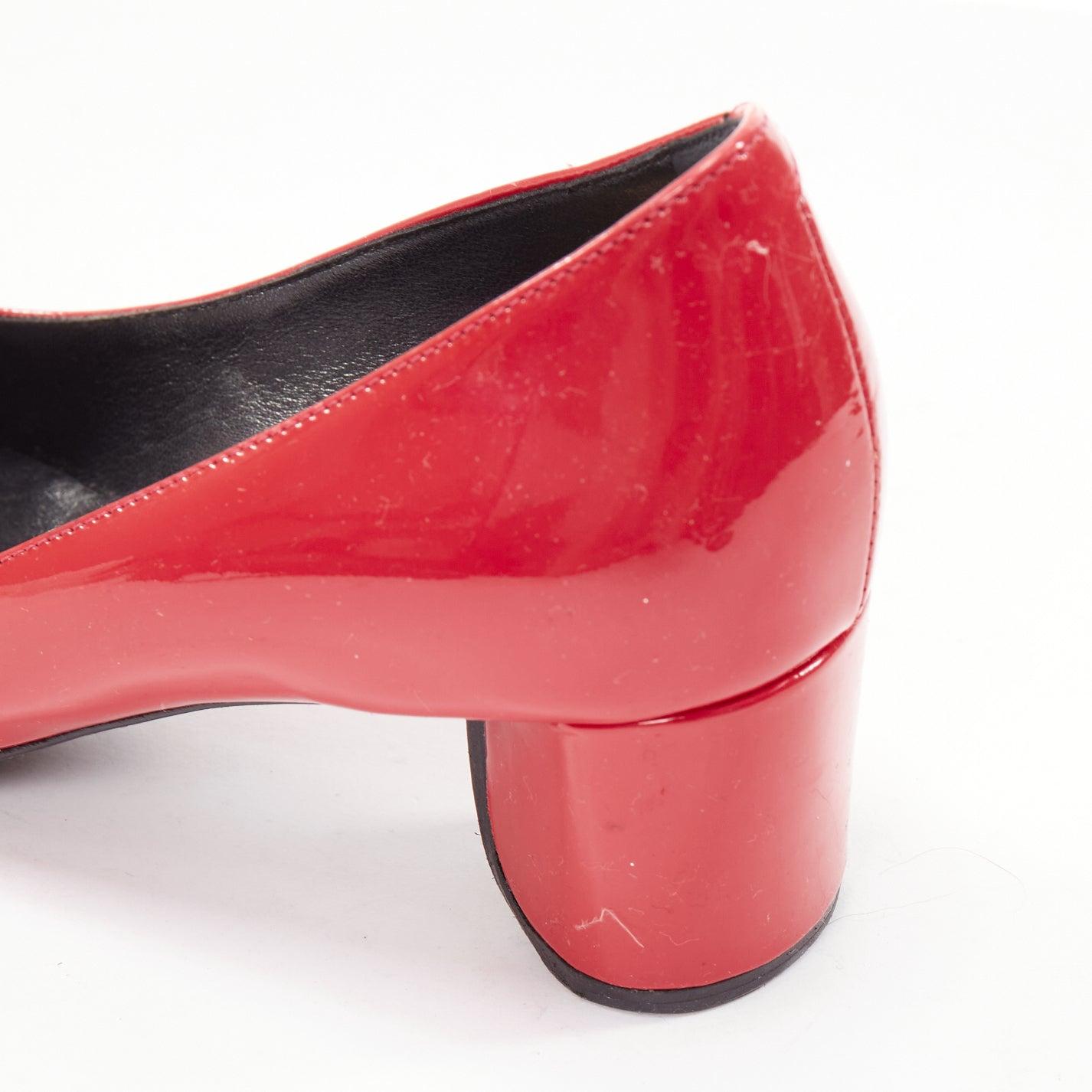 ROGER VIVIER Trompette raspberry red patent square buckle pumps EU 36 3