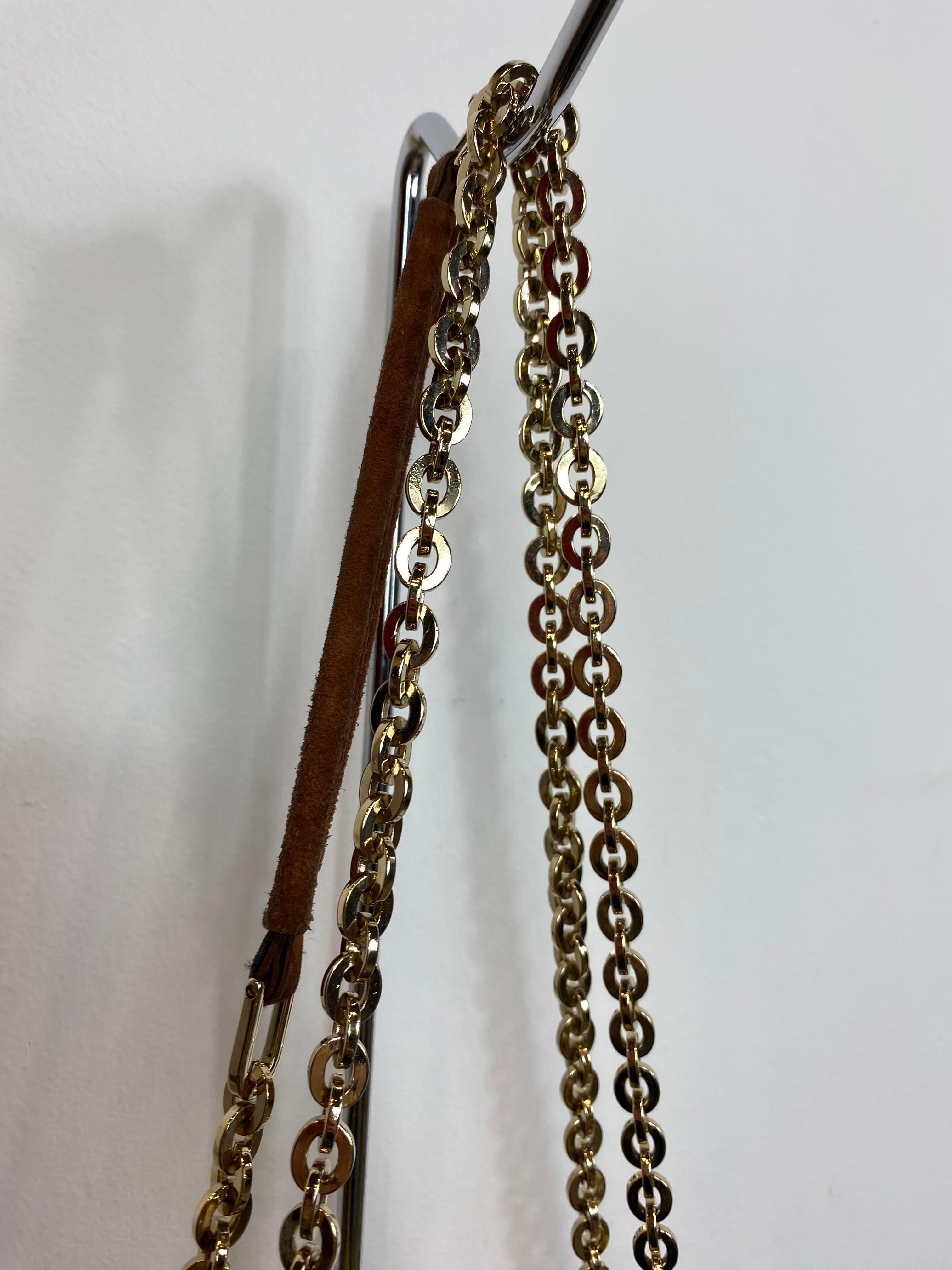 Roger Vivier Vintage shoulder bag in mustard and tan striped suede For Sale 6