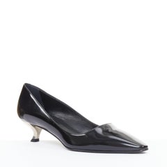 ROGER VIVIER Virgule black patent leather kitten comma heel almond pumps EU38.5