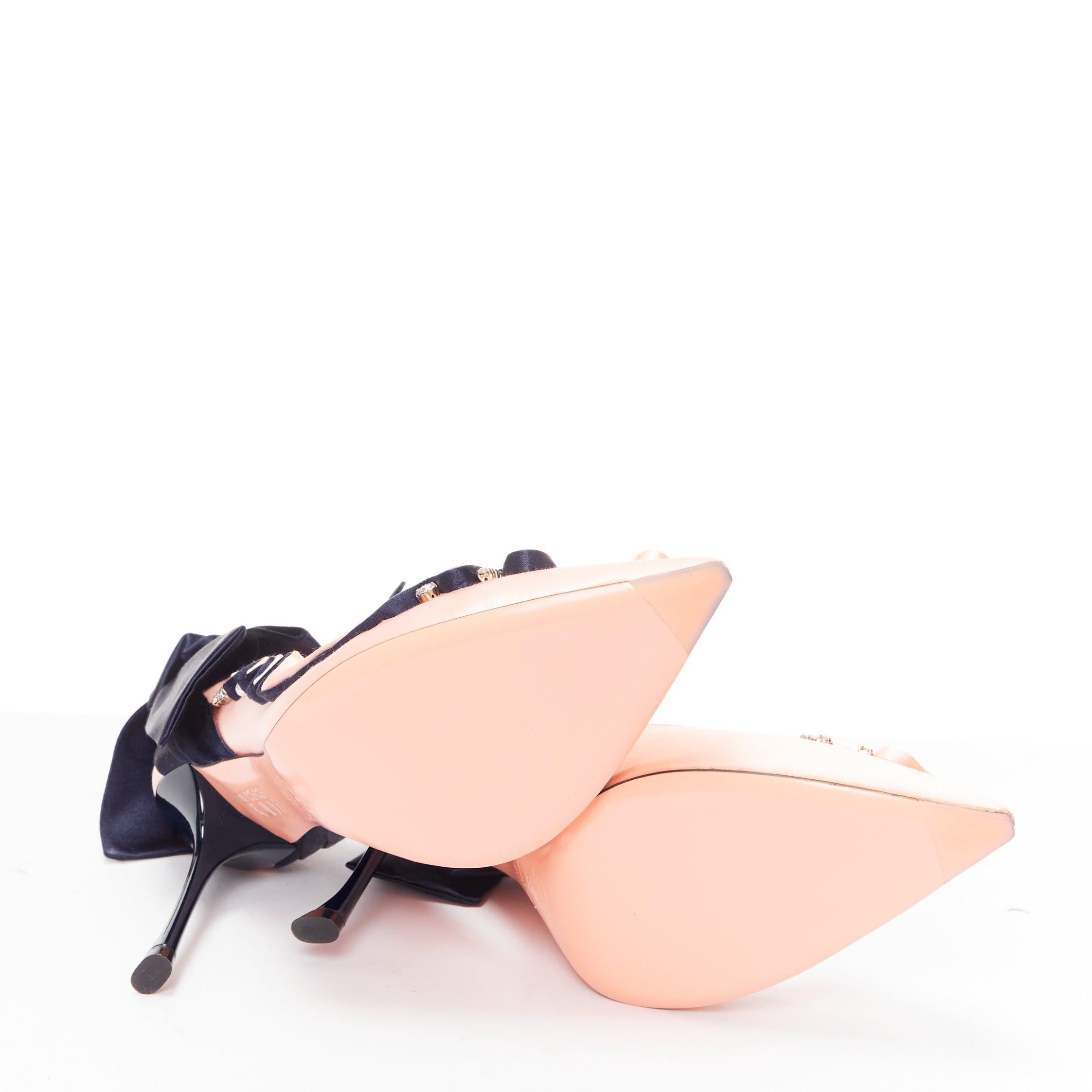 ROGER VIVIER Viv Couture pink navy pearl crystal ribbon heel pump EU40 6
