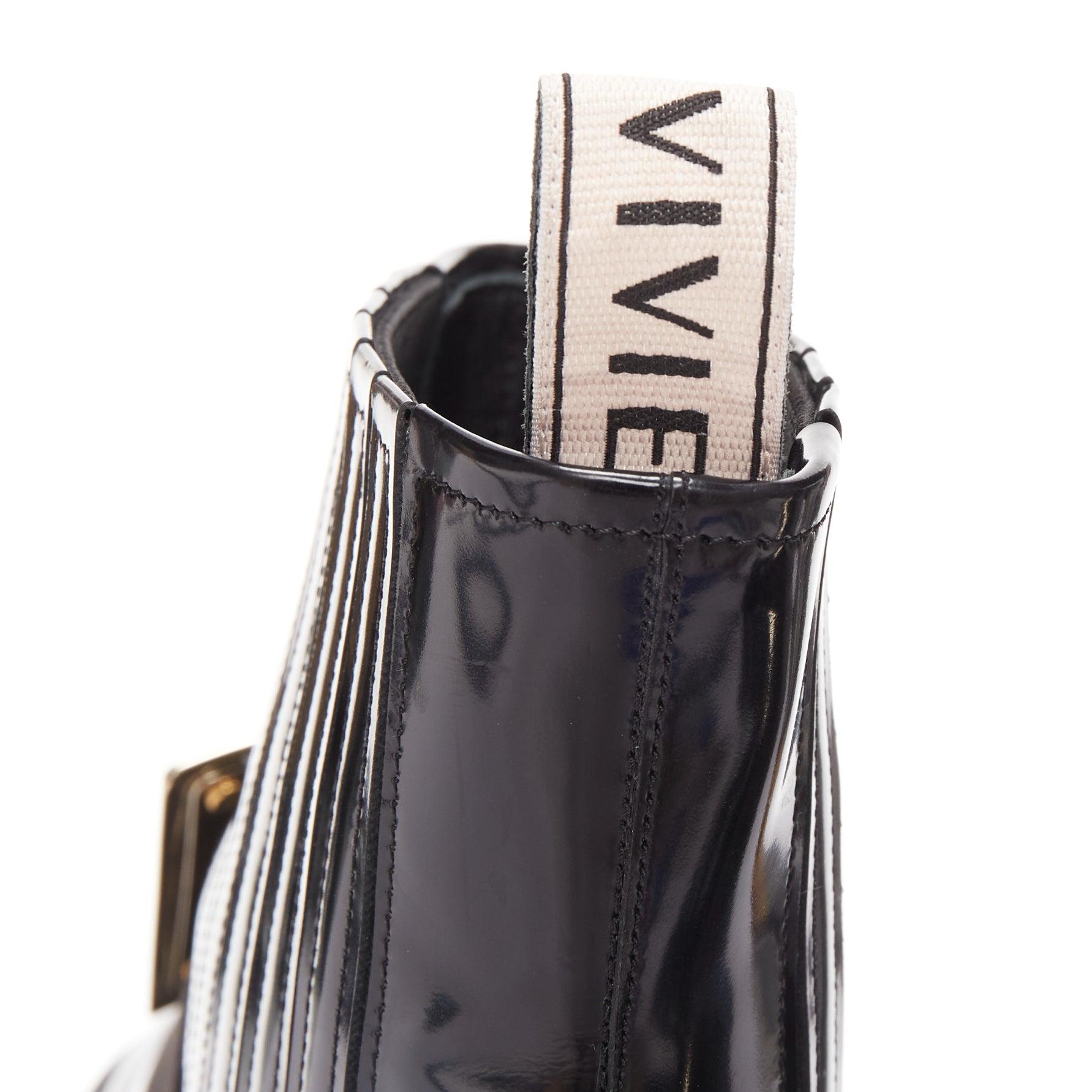 ROGER VIVIER Viv Rangers black leather silver logo buckle ankle boots EU35.5 For Sale 3