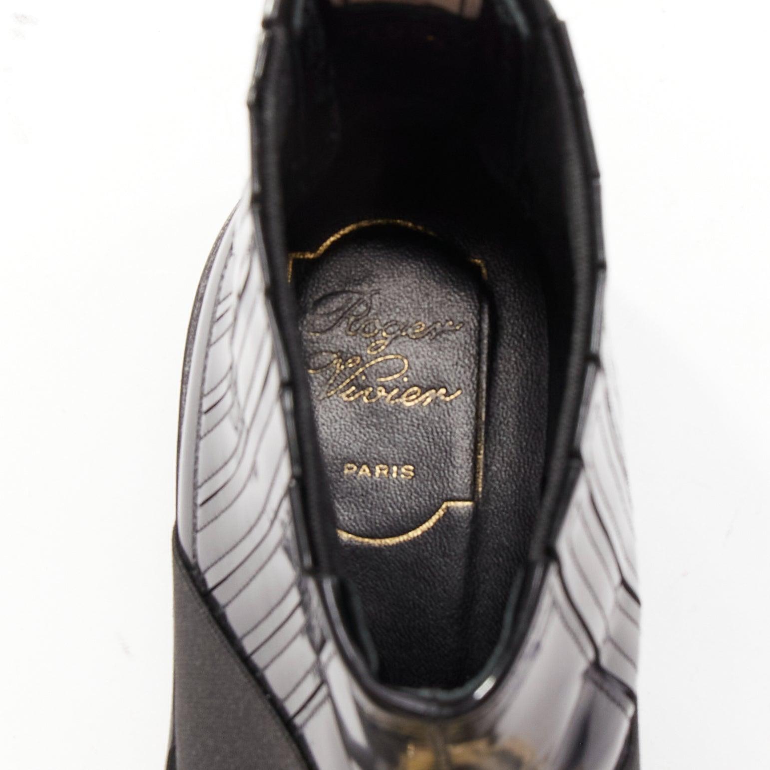 ROGER VIVIER Viv Rangers black leather silver logo buckle ankle boots EU35.5 For Sale 5