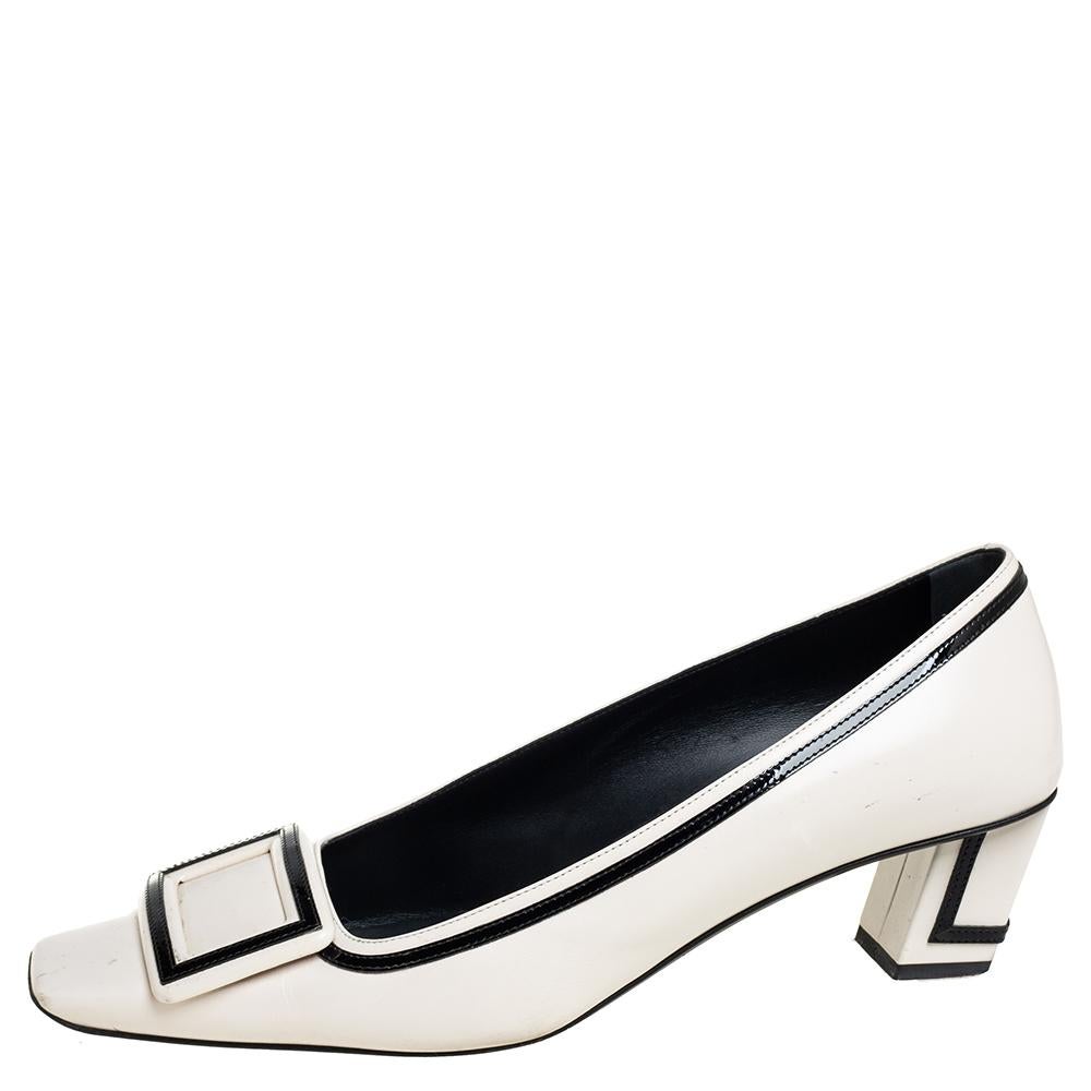 Complement your elegant look with this pair of leather pumps. The well-crafted Roger Vivier pumps have a timeless appeal. The shoes feature signature buckle details, leather insoles, and 5 cm heels.

Includes: Original Box, Original Dustbag, Info