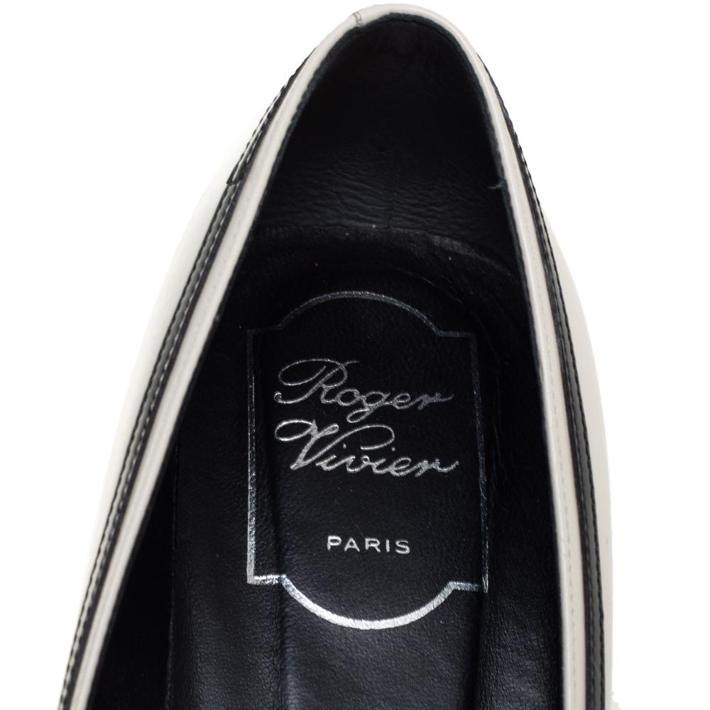 Women's Roger Vivier White/Black Patent And Leather Pumps Size 39