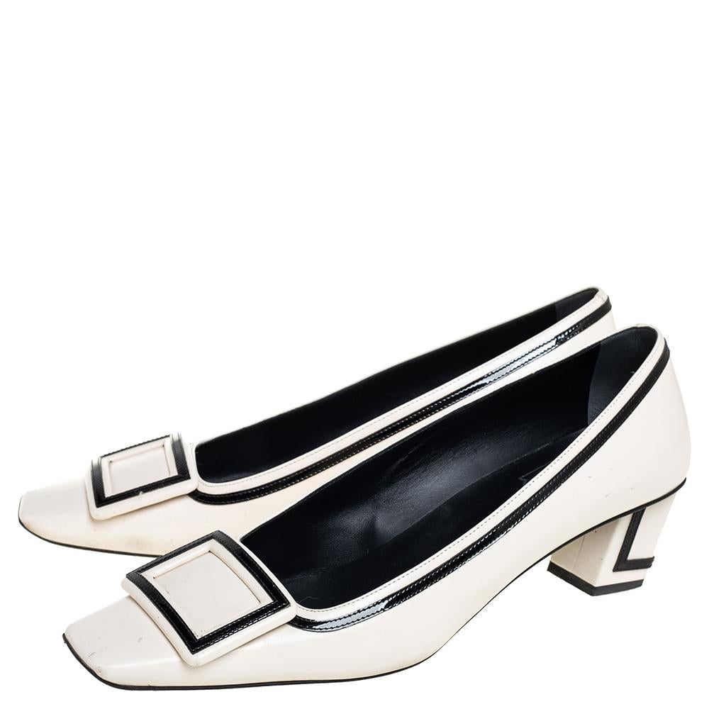 Roger Vivier White/Black Patent And Leather Pumps Size 39 1