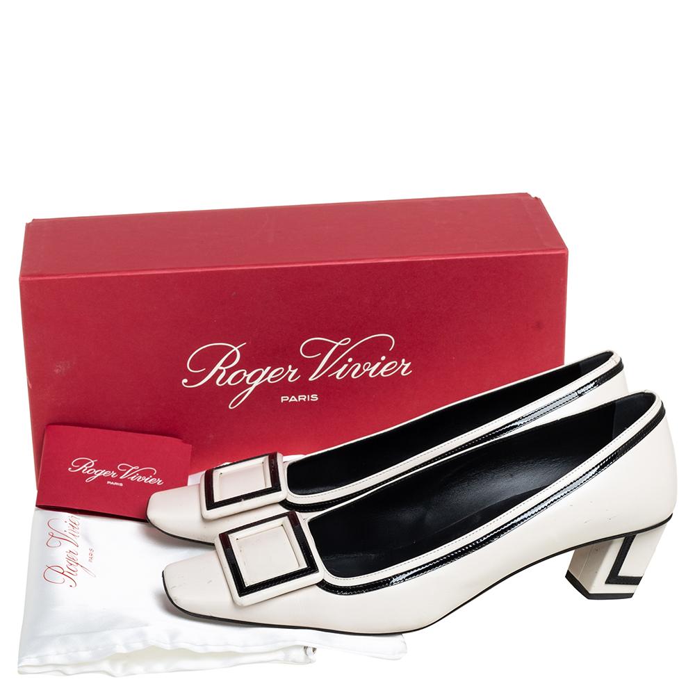 Roger Vivier White/Black Patent And Leather Pumps Size 39 2